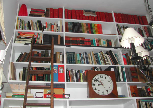 Many of the books in the library of Paul Vogel's East Hampton home were bound by Mr. Vogel himself. BRANDI BUCHMAN