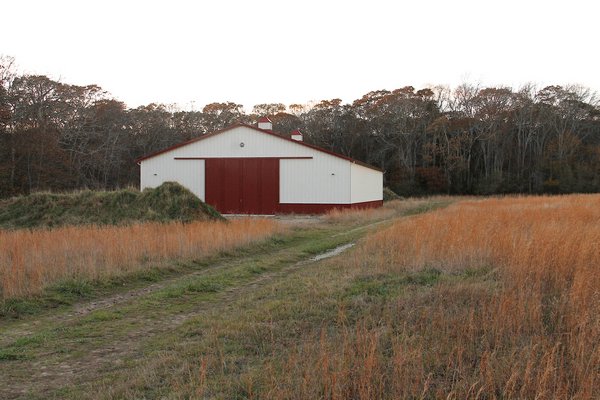 Farming industry advocates have joined a legal battle over the right of farmers to construct agricultural buildings on protected farmlands. This barn in Amagansett, which was constructed by the Peconic Land Trust, has been the subject of a lawsuit that sites a judge's ruling last year that says such structures cannot be built on land that has its development rights purchased by the county. Kyril Bromley