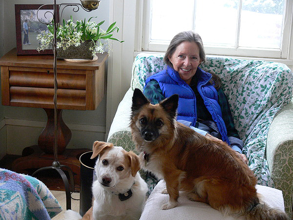 Author Lynn Sanford at home with her dogs.   COURTESY LYNN SANFORD