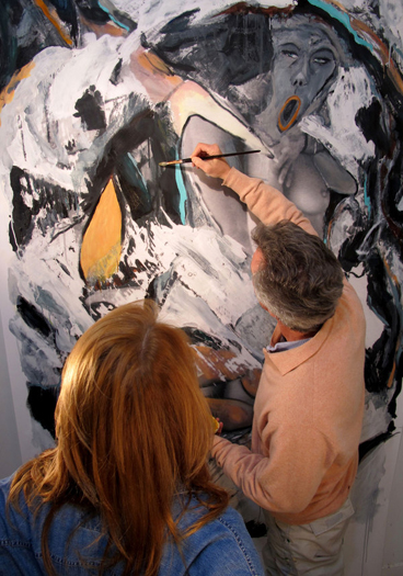 Artists Carolyn Beegan and Andrew Adler collaborate.