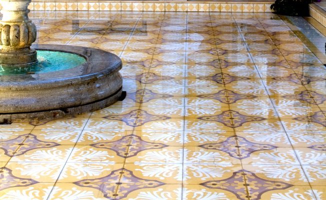 Concrete tiles can add cheerful color to a room.