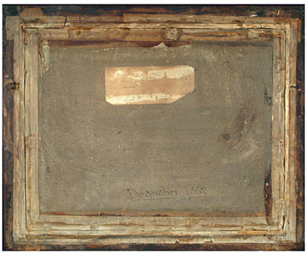 Back of the image of the December 1862 Knickerbocker Base Ball Club that Jeremy Burke found on his property.  COURTESY OF JOHN THORN