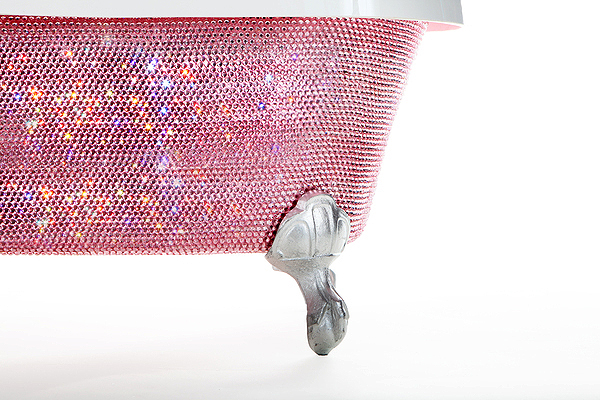 Lori Gardner Diamond Bathtub pink Swarovski-studded baby bath.   COURTESY LORI GARDNER
