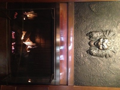 The Bacchus figure above the Rowdy Hall fireplace in East Hampton. Courtesy of WordHampton Public Relations Inc.