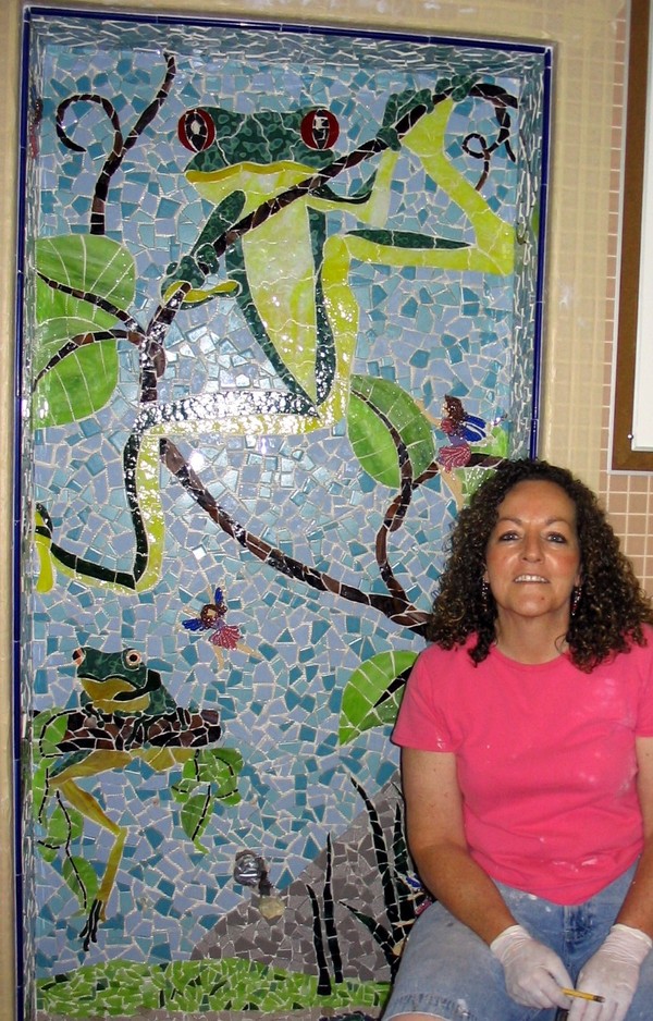 Mural depicting a community garden.