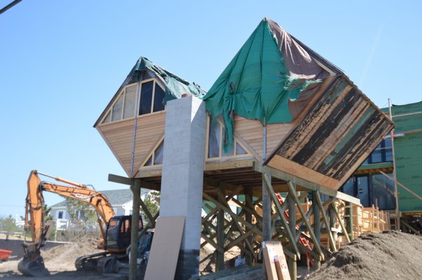 The "Double Diamond" designed by Andrew Geller is slated to be completed by July Fourth weekend, and public viewings will be accommodated by appointment. Whether that timing is a bit wishful, based on these early May photos, is anyone's guess. COURTESY COOKFOX