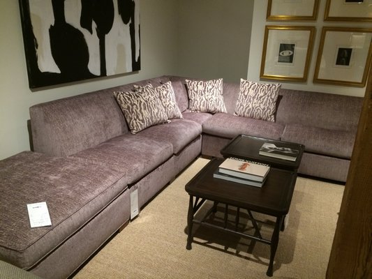 Gray, as in this sectional sofa, is the color of the hour. MARSHALL WATSON
