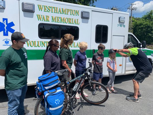 Westhampton War Memorial Ambulance emphasize the importance of wearing the correct helmet size to local kids.