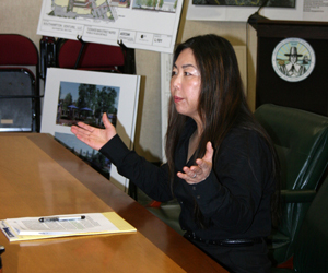 Mary Jane Asato, an attorney, explains the plans for Tuckahoe Main Street at a Southampton Town Board work session last Thursday, March 18.<br>Photos by Jessica DiNapoli