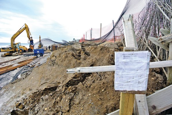 March 7: Two Southampton Village homeowners are replacing wooden bulkheads along the oceanfront near Little Plains Road with steel sheeting. The wooden bulkheads were exposed and damaged during Hurricane Sandy, and emergency permits were issued sparking debate.