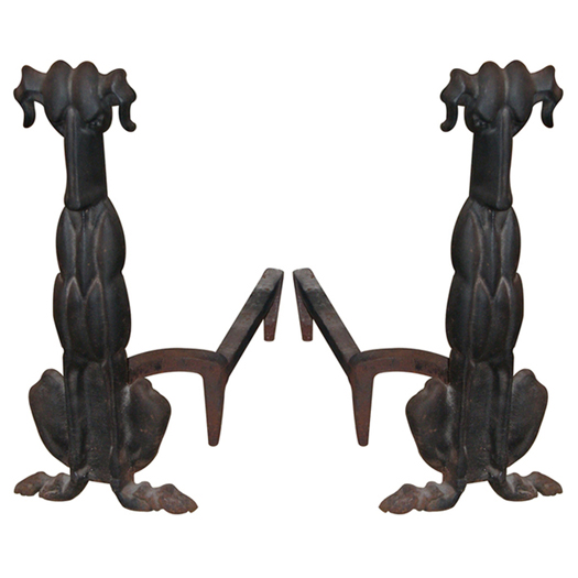 Pair of greyhound andirons