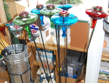 Hummingbird feeders at Wild Bird Crossing in Bridgehampton.