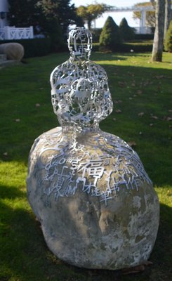 This outdoor steel sculpture by Jaume Plensa, "Hermit III," seemed to one observer to be a semiotic observation of life, decay and meaning. CHRIS ARNOLD