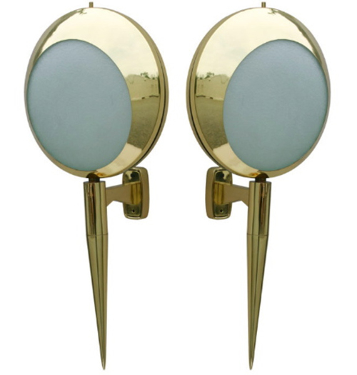 A pair of Stilnovo sconces from Italy and made in 1950.<br>Photo by Stellar Union