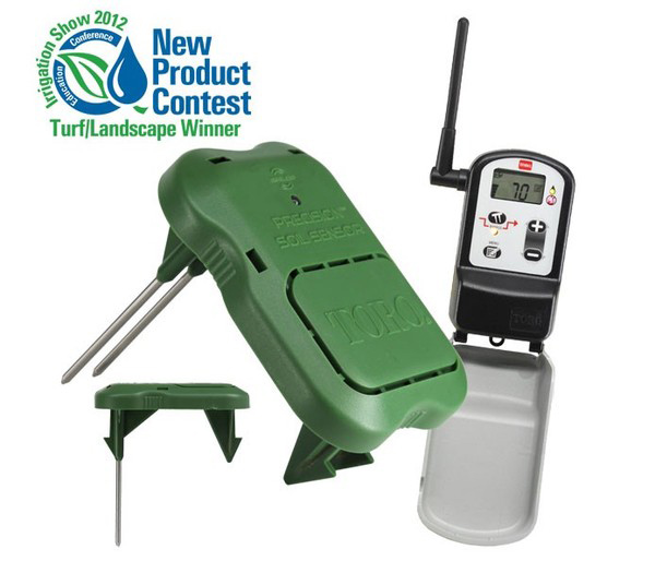 The Toro Precision™ Soil Sensor wirelessly reduces water waste by continuously measuring moisture levels in the soil and determining when to allow the controller to water, maximizing irrigation system efficiency. RAIN RICH