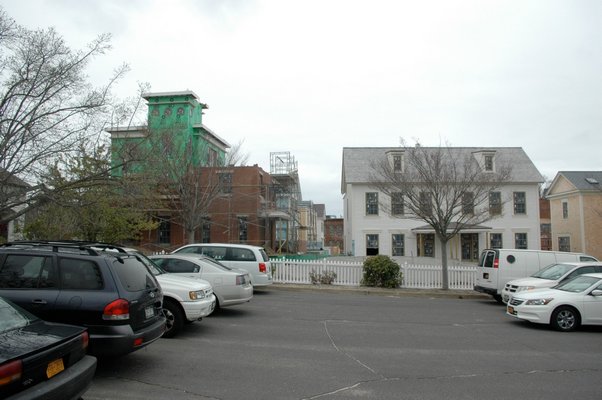 The townhouses seen from the Presbyterian Church parking lot. The Watchcase factory is in the background. ANNE SURCHIN