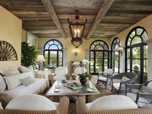 The summer porch of a "Tuscan villa," one stop on the tour. COURTESY SOTHEBY'S/SOUTHAMPTON HISTORICAL MUSEUM