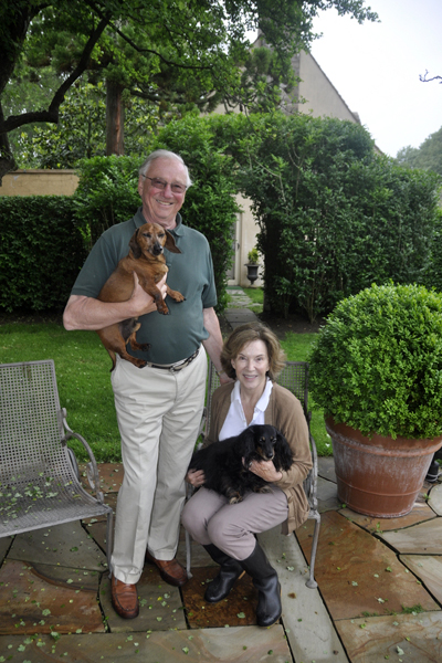 Bruce and Maria Bockmann hold Jeter and Duesy, respectively, at their home in Southampton. MICHELLE TRAURING