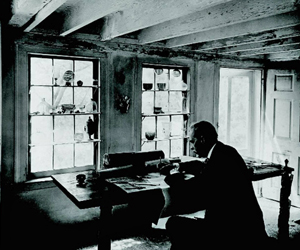 William Bottomley sketches at his drafting table.  COURTESY OF THE BOTTOMLEY FAMILY