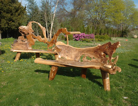 Teak benches at the Furniture Garden.