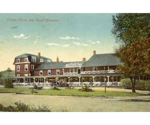 Picture postcard views of the Canoe Place Inn from earlier last century.  COURTESY OF HAMPTON BAYS HISTORICAL SOCIETY