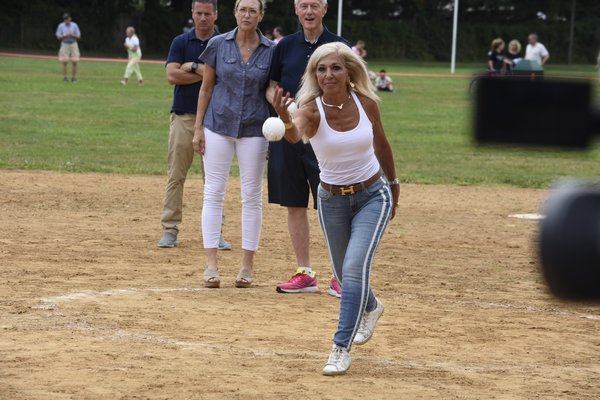Judge Patricia DiMango, who appears on the CBS show Hot Bench, threw out the ceremonial first pitch.
