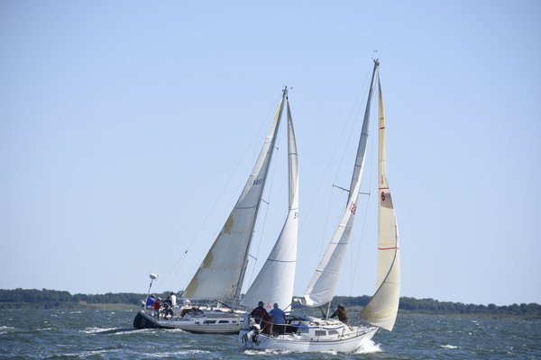 Boats gets set for the 50th annual 'Round Gardiners Island Race on Saturday.