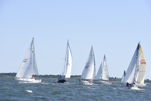 Boats gets set for the 50th annual 'Round Gardiners Island Race on Saturday.