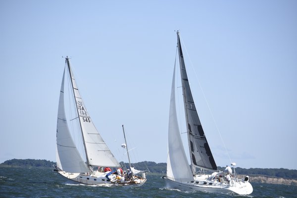 Seal and Team Tonic head out on for the 50th annual 'Round Gardiners Island Race. Team Tonic, skippered by Jim and Ellen Sanders of Westhampton, were cumulative winners.