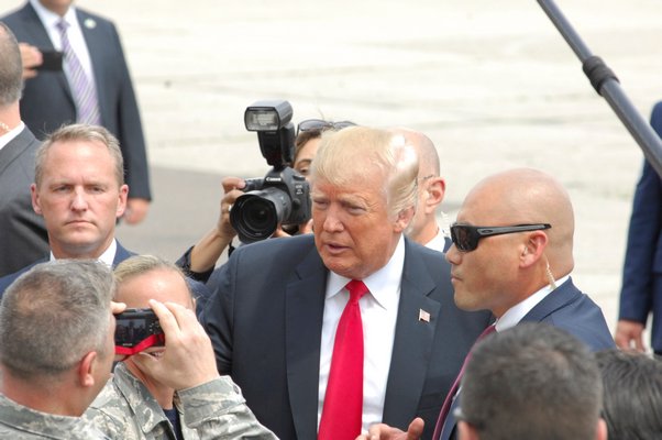 President Donald Trump at Gabreski Airport last year.