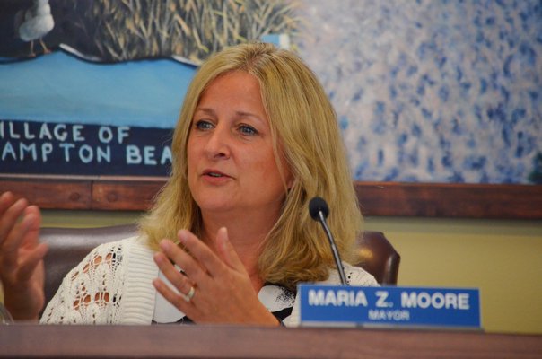 Westhampton Beach Mayor Maria Moore at the special meeting on Tuesday, August 6. ANISAH ABDULLAH