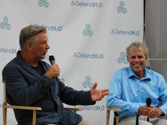 Alec Baldwin and Kevin McAllister, founder of Defend H2O, lectured at the Sag Harbor Whaling Museum about climate change and the East End. ELIZABETH VESPE