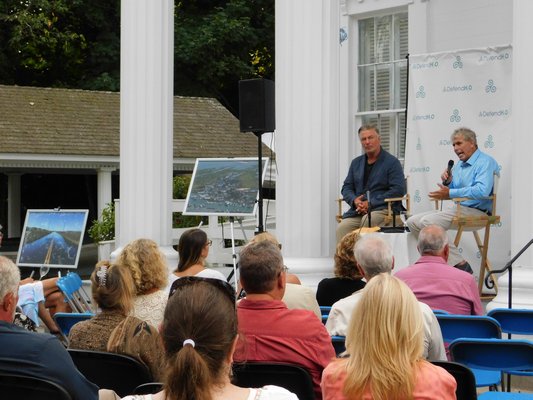 Alec Baldwin and Kevin McAllister, founder of Defend H2O, lectured at the Sag Harbor Whaling Museum about climate change and the East End.  ELIZABETH VESPE