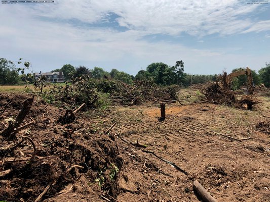 The Peconic Land Trust obtained a temporary restraining order on Thursday to prevent further clearing at a property on Stony Hill Lane in Amagansett that it says is protected by a conservation easement. COURTESY PECONIC LAND TRUST