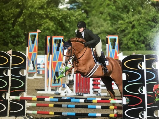 Kathryn Powell and her horse, Carnuto (aka Noodles), competing in the HITS horse show series upstate New York. Powell, a rising senior at Pierson, will ride Carnuto in the Hampton Classic this year.