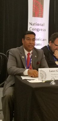 Shinnecock Tribal Council Vice Chairman Lance A. Gumbs at the National Congress of American Indians' 2019 Mid-Year Conference in Sparks, Nevada, in June. COURTESY LANCE A. GUMBS
