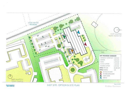 Stony Brook-Southampton Hospital has submitted several possible designs for the planned new emergency room on Pantigo Road in East Hampton.