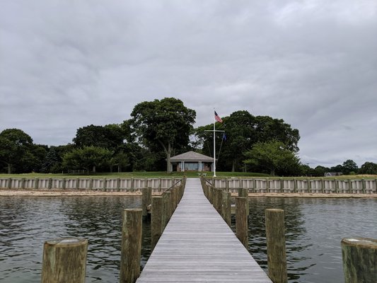 The dock leading up to the boathouse, where realtors would gather to learn about the new Pandion property.
