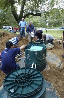 A nitrogen-reducing septic system being installed. Suffolk County says $2.7 billion will be needed over the next 50 years to install the systems at hundreds of thousands of homes that currently have cesspools or aging septics that release nitrogen into groundwater.