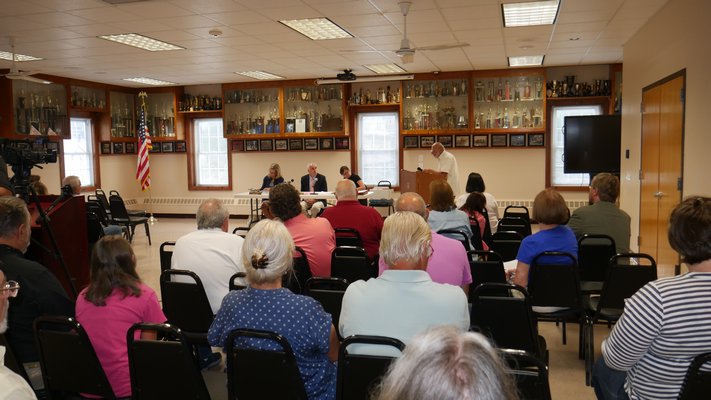 A dozen or so community members came out to the East Quogue Fire Department last week to discuss the petition to incorporate the hamlet of East Quogue. COURTESY CONNIE CONWAY