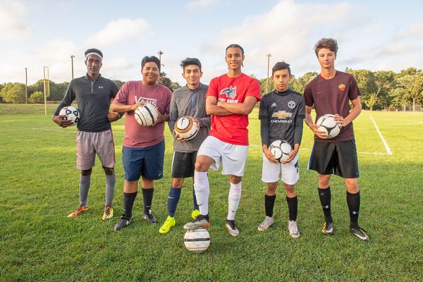 This season's Whalers will include, from left, Habtamu Coulter, Kevin Guanga, Coby Penafiel, Mateo Barahona, Johiziel Guanga Soliz and Nicky DiRussa.  MICHAEL HELLER