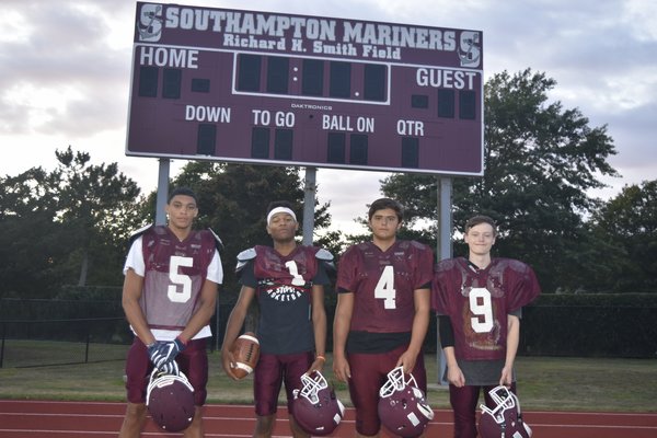 Returning seniors for the Mariners this season are, from left, Dakoda Smith, Sincere Faggins, Billy Hattrick and Max Tiska. Not pictured are fellow seniors Dimitrius Barranco and Reginald Morris.