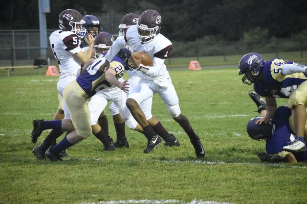 Southampton senior Sincere Faggins proved to be too much for Greenport, rushing for 77 yards and scoring a pair of touchdowns.