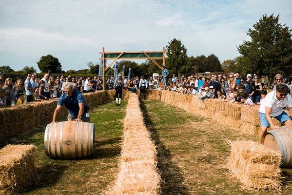 Barrel rolling at Wolffer Harvest Party.