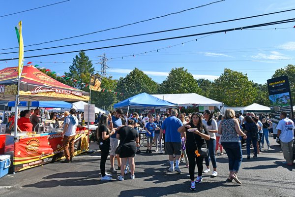 The crowd at the San Gennaro Fest of the Hamptons on Saturday afternoon.