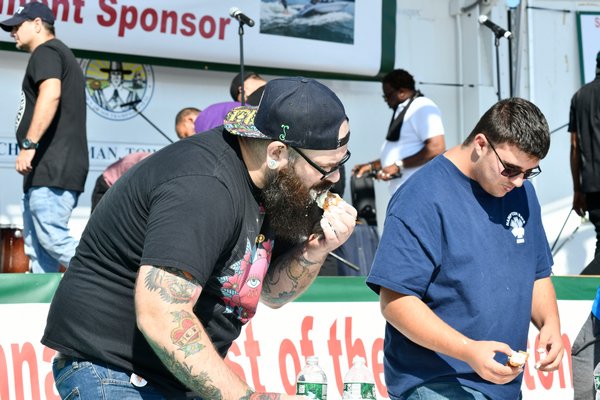 Jimmy Purificato, the winner of the cannoli eating contest.