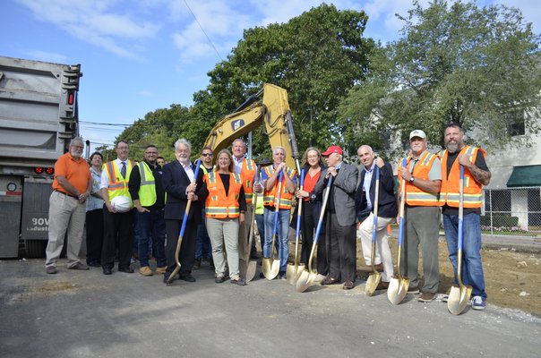 Many officials were present for the groundbreaking ceremony of the Westhampton Beach Main Street reconstruction project Wednesday morning. ANISAH ABDULLAH