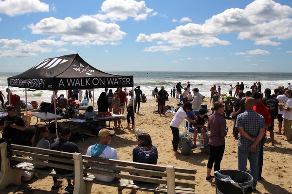 A Walk on Water, known as AWOW, hosted two day sof surf therapy for those with special needs and their families on Friday and Saturday at Ditch Plains Beach in Montauk. KYRIL BROMLEY
