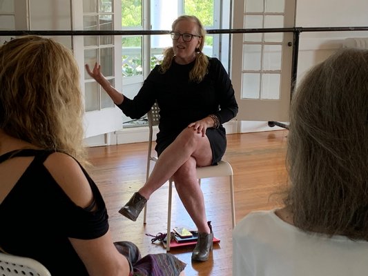 Kate Mueth leading the first of three workshops for women at the Bridgehampton Community House on September 8.