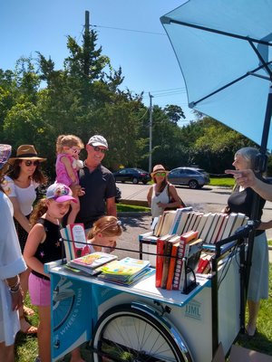 John Jermain Memorial Library introduced the book bike at last Saturday's farmer's market in Sag Harbor.